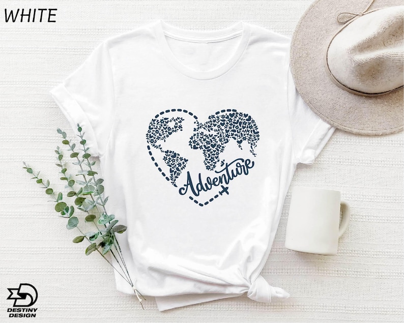 a white t - shirt with the words adventure written on it