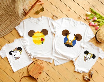 Beauty and the Beast Shirts, Matching Disney T-Shirt, Princess Belle Sweatshirt, Disneyland Trip Sweater, Mickey Mouse Head Tee