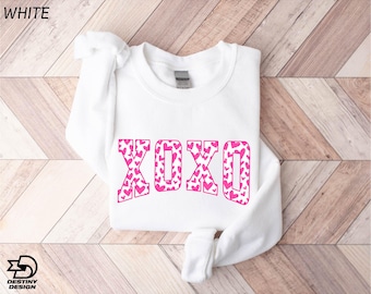 XOXO Valentine's Day Sweatshirt, Cute Valentine Shirt, Heart XOXO Sweatshirt, Valentine's Day Sweatshirt, Heart Sweatshirt, Gift For Her
