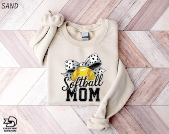 Softball Mama Sweatshirt, Mother's Day Gift, Softball Lover Mom Shirt, Coquette Softball T-Shirt, Game Day Shirt, Sport Mama Sweatshirt