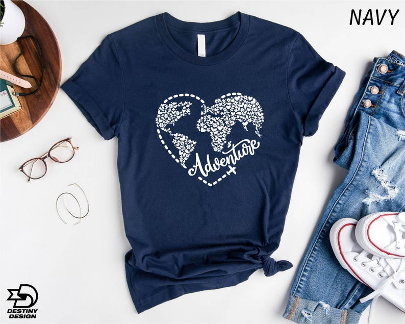 a t - shirt with the words adventure written in a heart