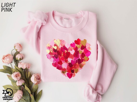 Valentine Day Heart Sweatshirt, Brushstroke Heart Sweater, Cute Heart Shirt, Love Sweatshirt, Valentine's Day Shirt, Girls Valentine Shirt