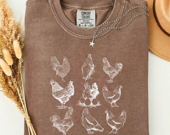 Chicken Shirt, Farm Animal T-Shirt, Chicken Lovers Gift, Country Farmhouse Tee, Gift for Farmer, Comfort Colors T-Shirt