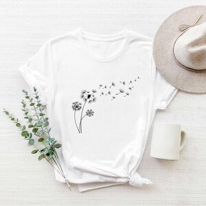 Dandelion Shirt, Inspirational Shirt, Windflower Tee, Meditation Gift, Yoga Shirt, Boho Windflower Shirt, Dandelion Shirt for Her, Bday Tees image 2