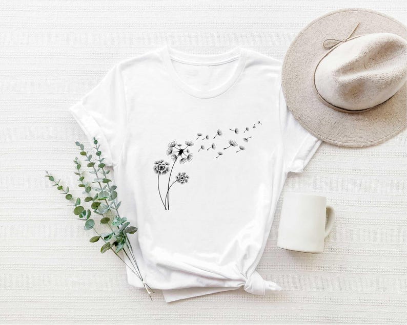 Dandelion Shirt, Inspirational Shirt, Windflower Tee, Meditation Gift, Yoga Shirt, Boho Windflower Shirt, Dandelion Shirt for Her, Bday Tees image 2