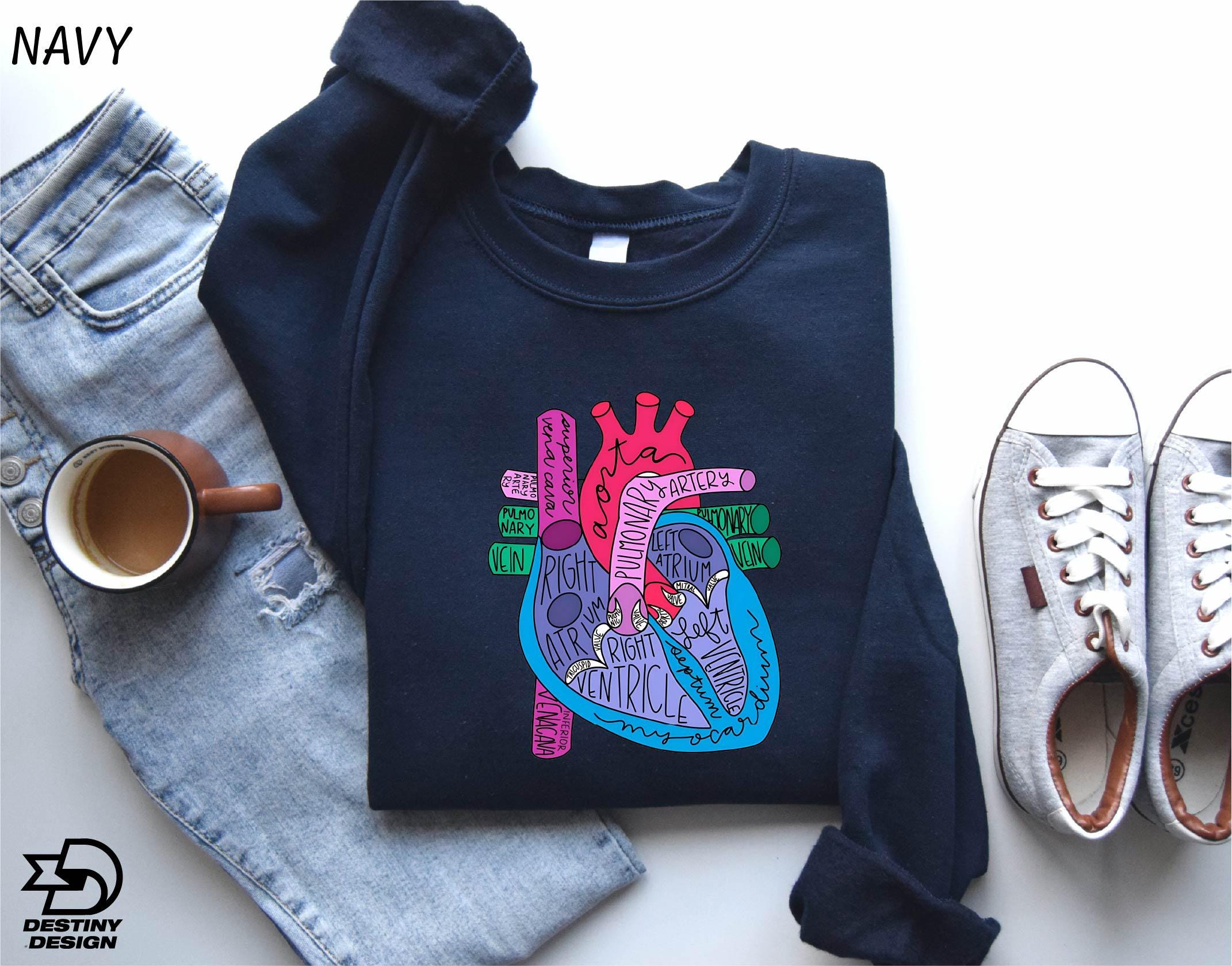Heart Anatomy Sweatshirt, Cardiac Nursing Gift, Nursing School Shirt, Medical School Student Shirt, Cardiologist Anatomical Heart Shirt