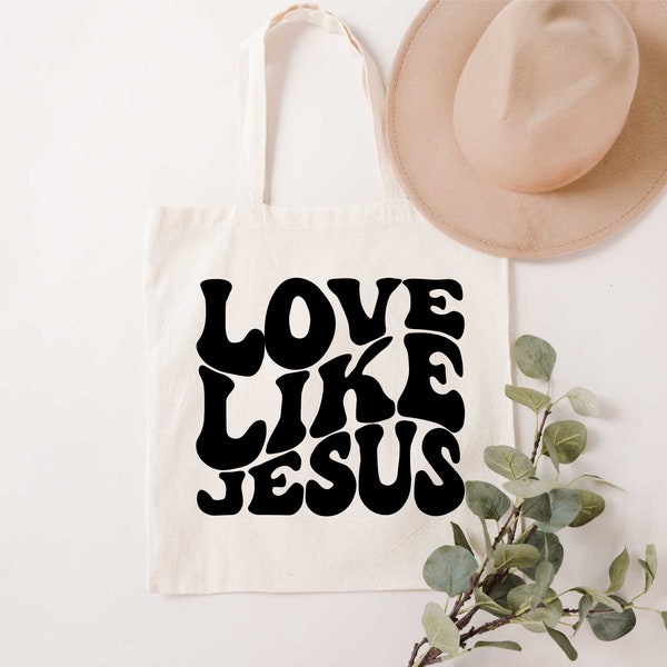 Christian Tote Bag, Love Like Jesus Tote Bag, Canvas Tote Bag, Christian Gift, Trendy Tote,  Tote Bag Aesthetic, Cute Tote Bag,