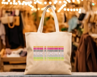 Reading is Fundamental Canvas Tote Bag, Drag Race tote bag, book lover tote bag, canvas cotton tote, Funny book bag, Reusable Shopping Bag