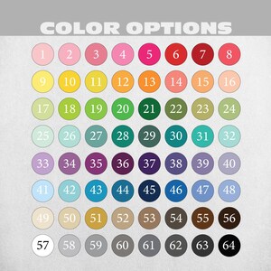 a grid of color options, with each option represented by a different color circle. The grid consists of 57 color options, arranged in a visually appealing and organized manner.