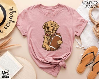 Football Dog Shirt, Game Day Tee, Cute Puppy with Football Graphic Sweater, Sport Season Sweatshirt, Dog Mom Shirt, Cute Dog T-Shirt