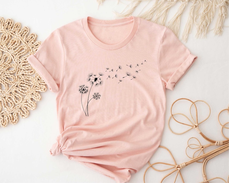 Dandelion Shirt, Inspirational Shirt, Windflower Tee, Meditation Gift, Yoga Shirt, Boho Windflower Shirt, Dandelion Shirt for Her, Bday Tees image 3