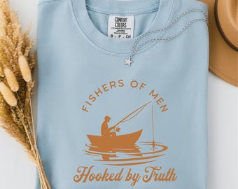 Fishers of Men Shirt, Christian Dad Shirt, Fisherman Gift, Bible Verse Matthew 4:19 Tee, Father's Day Gift, Comfort Colors T-Shirt