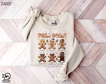 Funny Christmas Nurse Sweatshirt, Pain Scale Gingerbread T-Shirt, Xmas Nurse Sweater, Nurse Triage and Pain Assessment Shirt