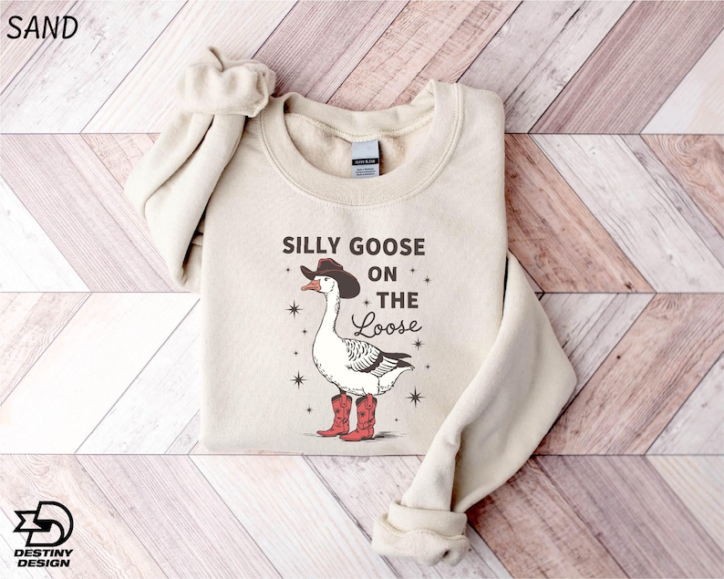 a sweater that says silly goose on the side