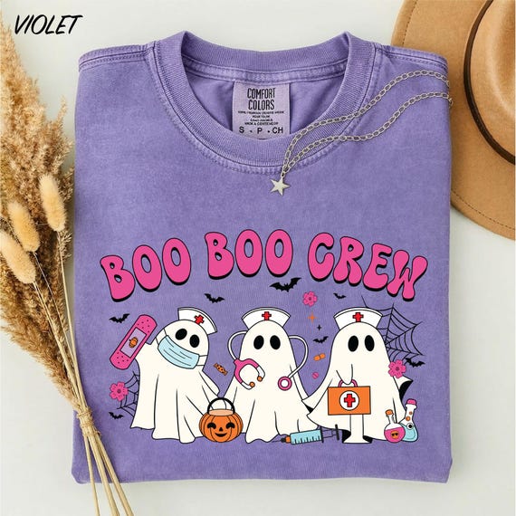 Boo Boo Crew Shirt, Funny Medical Ghost Halloween Graphic Tee, Spooky Retro Humor Top, October Haunted Gift Shirt for Healthcare Workers