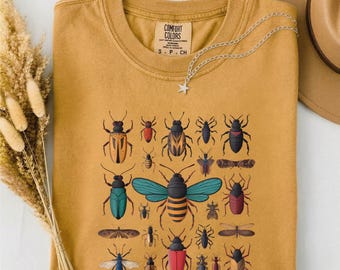 Bugs Shirt, Insects Lover Gift, Cottagecore Style Shirt, Insect Collection T-Shirt, Entomology Tee, Comfort Colors T-Shirt