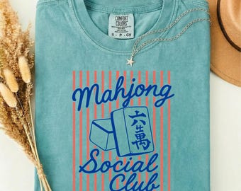 Mahjong Social Club Shirt, Mahjong Player Tee, Retro Game Night T-Shirt, Cute Mahjong Lover Gift, Vintage Mahjong Graphic Tee