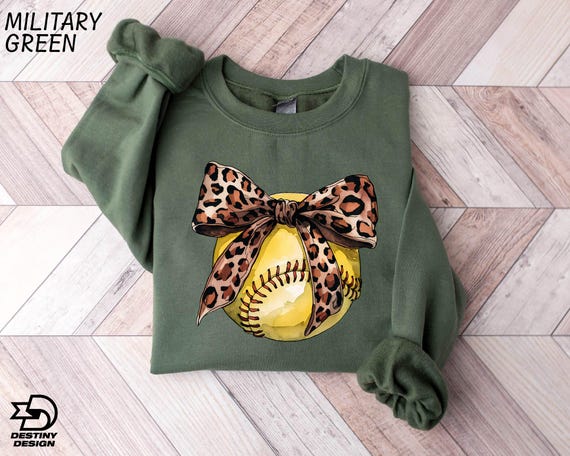 Softball Coquette Sweatshirt, Leopard Coquette Bow Shirt, Game Day Shirt, Sport Mama Sweatshirt, Softball Season T-Shirt, Coquette Bow Shirt