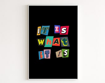 It Is What It Is Retro Wall Art, Retro Quote Wall Print, Digital Download Print, Retro Wall Decor, Large Printable Art, Digital Print
