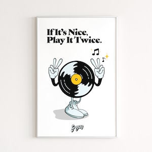 If It's Nice Character Retro Wall Art, Retro Quote Wall Print, Digital Download Print, Groovy Decor, Large Printable Art, Vinyl Music Art