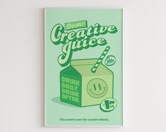 Creative Juice Retro Wall Art, Retro Quote Wall Print, Digital Download Print, Retro Wall Decor, Large Printable Art, Digital Print