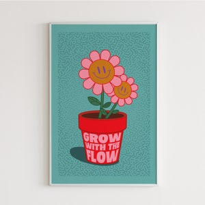 Plant Retro Print, Quote Art Print, Trendy Office Decor, Retro Wall Decor, Downloadable Print, Flower Art Print, Retro Quote Wall Print