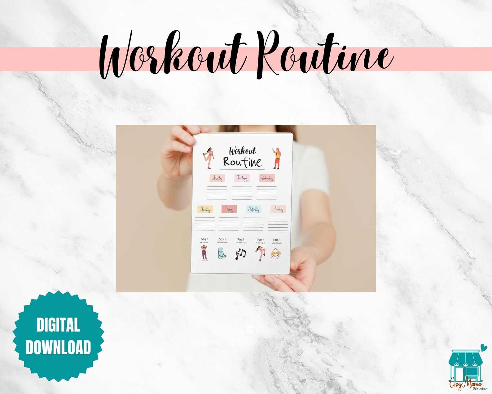 Workout Routine Chart Organize Workout Checklist | Workout Planner | Workout Routine Chart | Daily ...
