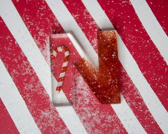 Kundenspezifische Zuckerstange/Weihnachtsbuchstabe Keychain.