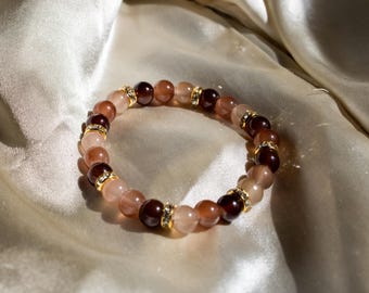 Luxus Braun Perlen Armband mit Gold Akzenten - Eleganter handgemachter Schmuck