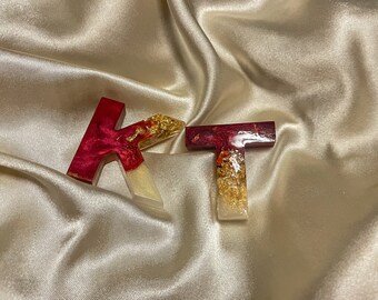 Weihnachtsrot, Gold und Weiß Buchstabe Schlüsselanhänger