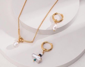 Collar de perlas minimalistas de oro vintage genuino, collar de perlas delicadas, perla de plata de ley 925, collar de oro, regalo de dama de honor para ella