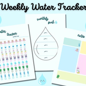 Weekly Water Tracker | Digital | Printable | Hydration Tracker | Multiple Sizes
