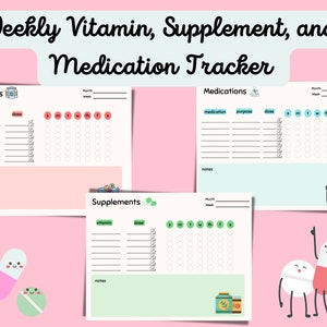 Vitamin, Supplement, and Medication Tracker | Digital | Printable