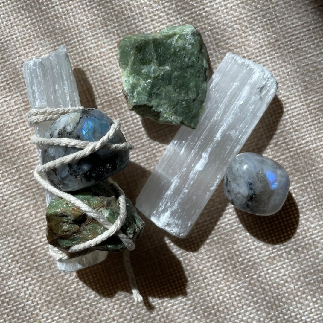 Mini Capsule With Rocks Mini Mystery Stone Bundles; 3 Crystals: Selenite Wand + 1 Tumbled & 1 ...