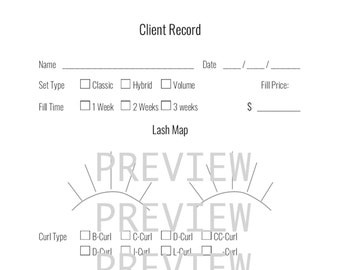 Lash Mapping Client Record Intake Form Eyelashes