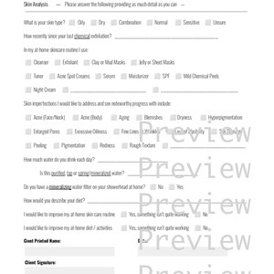 Facial, Body Wrap & Chemical Peel New Client Intake Form for ...