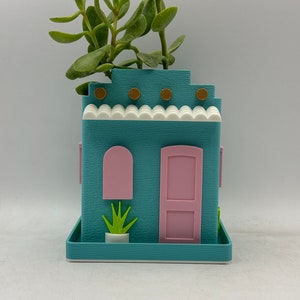 Maceta estilo casita del suroeste de 7,6 cm (3") color verde azulado