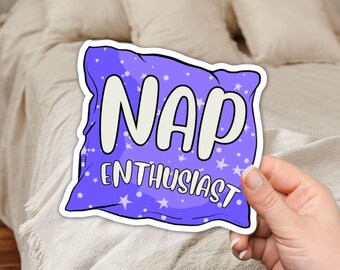 Nickerchen-Enthusiast Aufkleber - I Herz Nickerchen Kissenaufkleber, ich brauche ein Nickerchen Lustiger Laptop Aufkleber, niedlicher beliebter Wasserflaschenaufkleber für schläfriges Mädchen