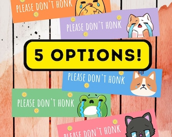 Lustiger niedlicher Autoaufkleber - Bitte nicht hupen - niedlicher weinender Tier-Autoaufkleber, einzigartiges Aufklebergeschenk für ängstliche Autofahrer