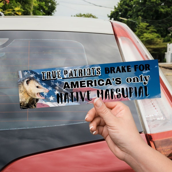 Possum Sticker - I brake for America's only Native Marsupial Bumper Sticker, funny weather resistant opossum sticker, I brake for Possums