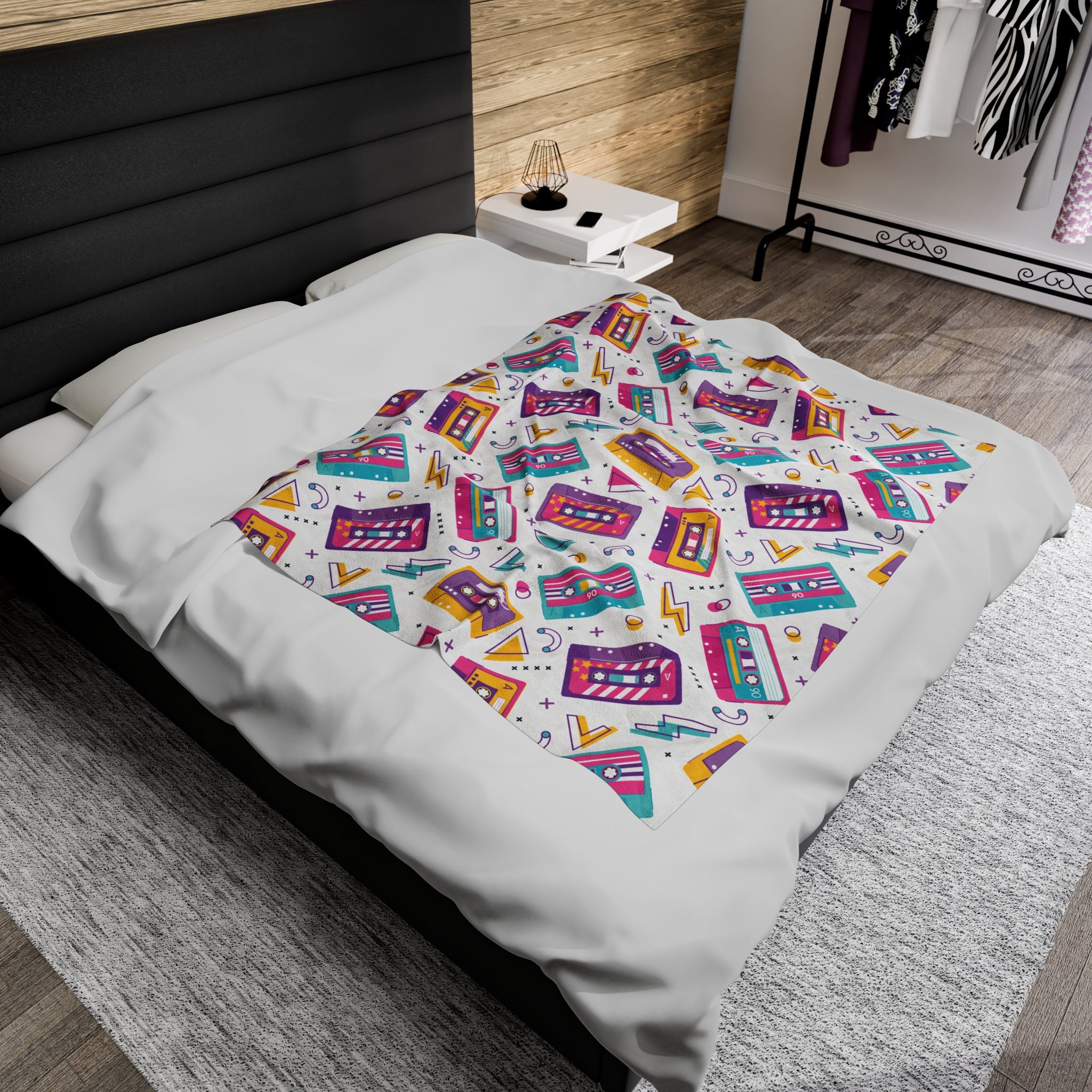 90s Retro Cassette Tape Blanket - Warm Fuzzy Millennial Nostalgia