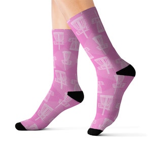 Disc Golf Pattern Pink Socks - Disc golf Basket design, Disc golf apparel gift for girlfriend