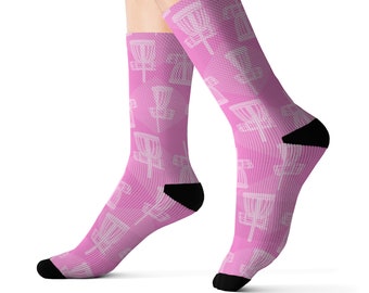 Pink Disc Golf Socks – Basket Pattern, Disc golfer Gift