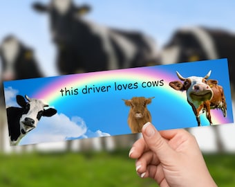 Dieser Fahrer liebt Kühe, lustiger niedlicher Tieraufkleber, einzigartiger Regenbogen verrückter Moo Kuh-Aufkleber, einzigartiger Laptopaufkleber-Autoaufkleber