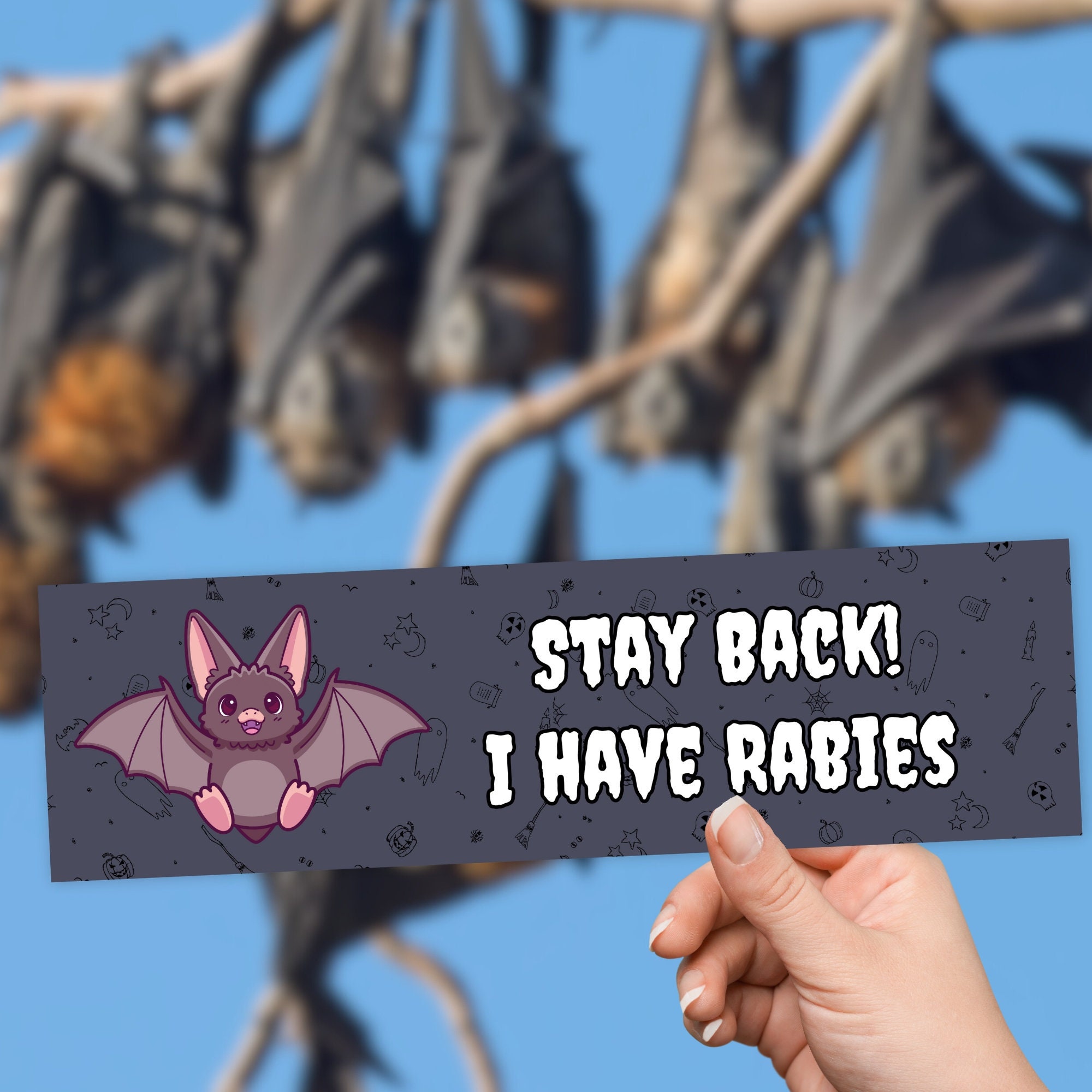 Bat Sticker - Stay Back I Have Rabies Bumper Sticker, Funny Weather ...