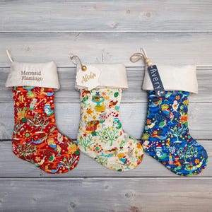 Personalized Mermaid Christmas Stocking Coastal Holiday Decor