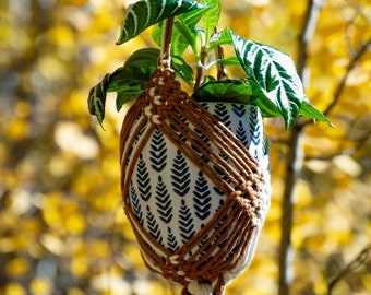 Appendiabiti per piante di macramè, supporto per piante di macramè, arredamento per la casa Boho, fioriera minimalista, cesto di piante da interno, vintage, Boho Appendiabiti per piante in macrame