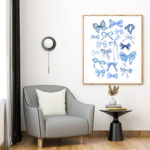 coquette room decor balletcore wall art blue bow grandmillennial coastal granddaughter pastel aesthetic digital print download