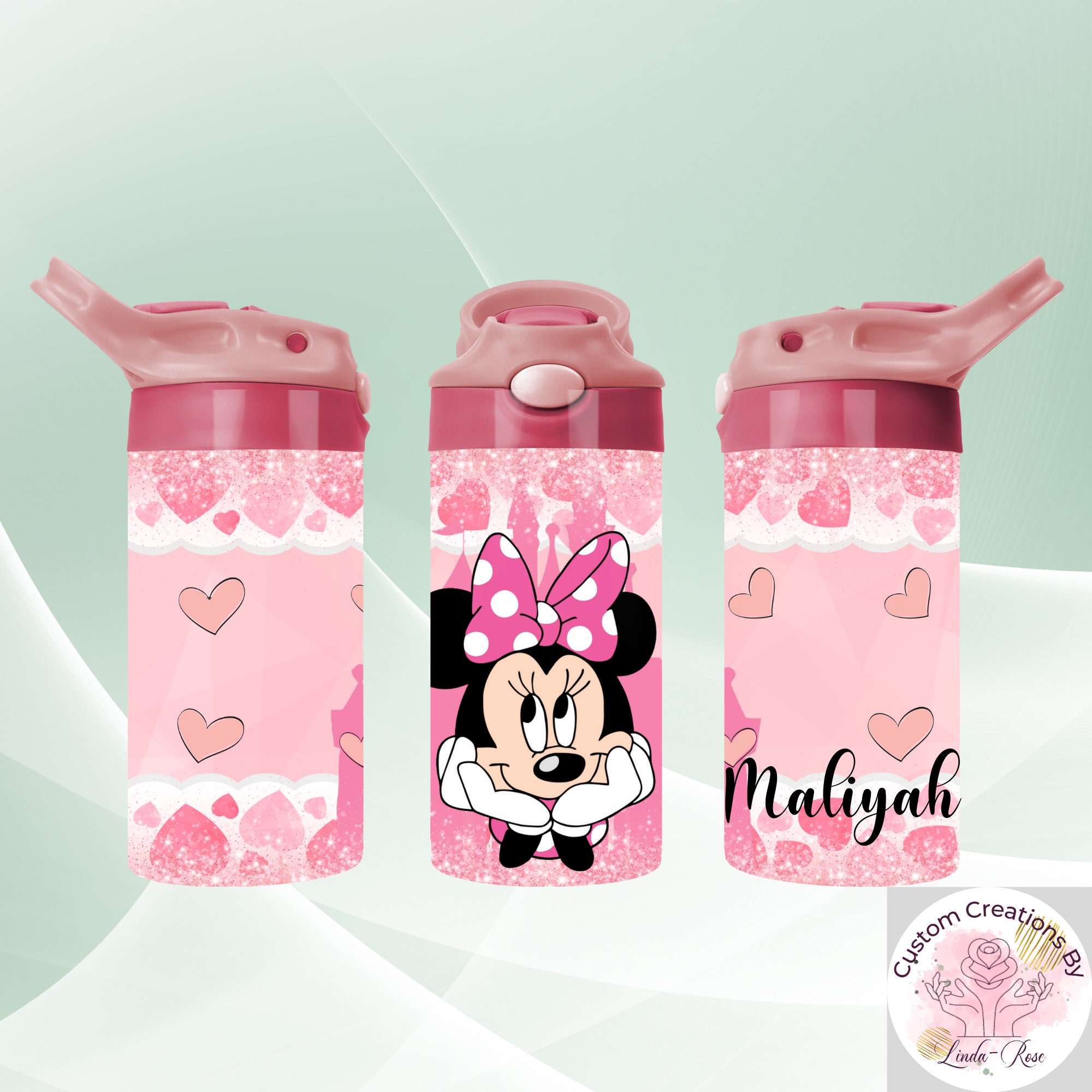 Water Bottle, Minnie Mouse Sippy Cup, Sippy Cup, Kid Tumbler, Travel Cup,  Gift for Her, 1st Birthday, Personalize, Girl, Baby Shower 