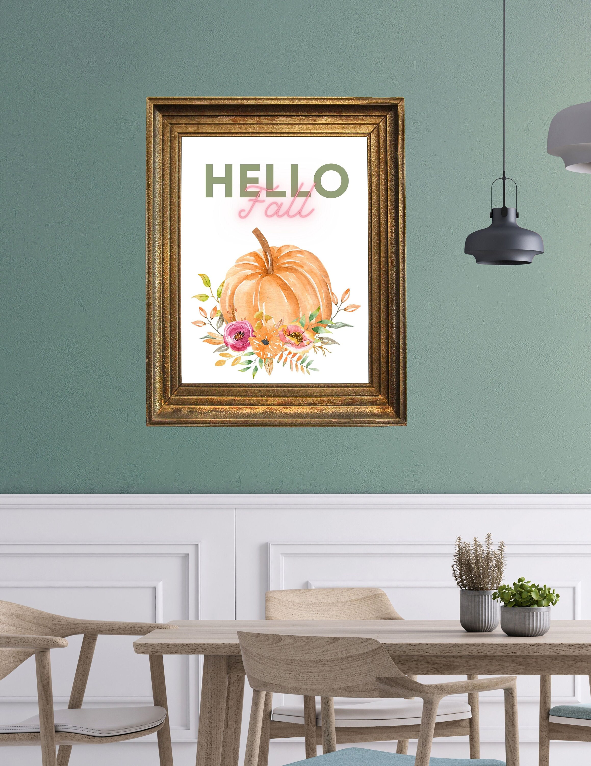 Hello Fall: Printable Wall Art, Fall, Autumn, Pumpkin, Light Colors ...